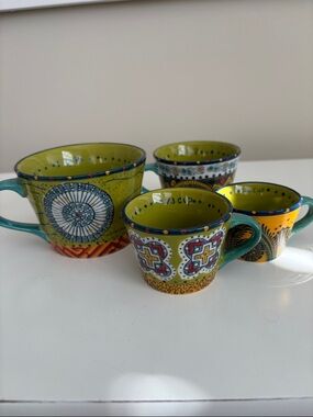 Handcrafted Yellow & Teal Measuring Cup Collection